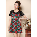 Custom Summer Ladies Short Sleeve Embroidered Party Dress for Women